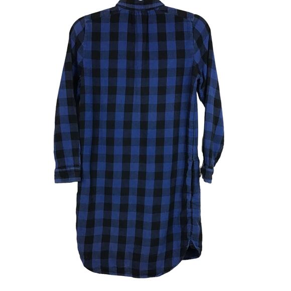 Madewell Latitude Royal Blue Black Buffalo Check Tunic Shirtdress Dress sz XS - Picture 5 of 7